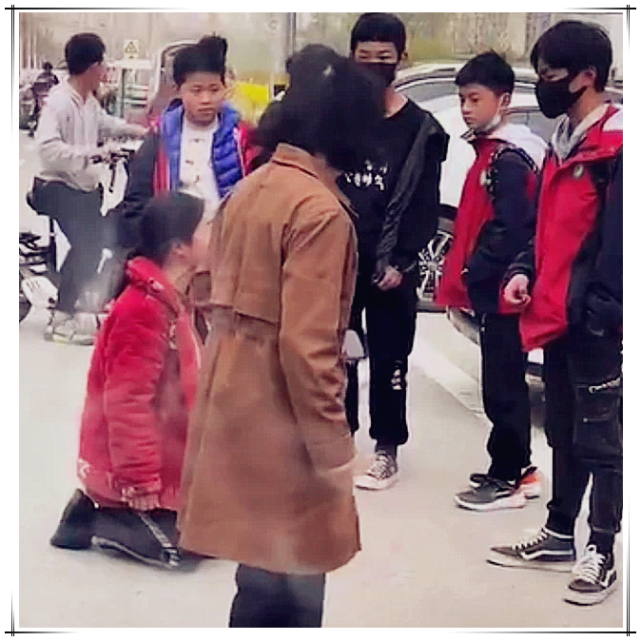 母亲当街向儿子下跪磕头,崩溃哭泣:求求你,回去上学吧