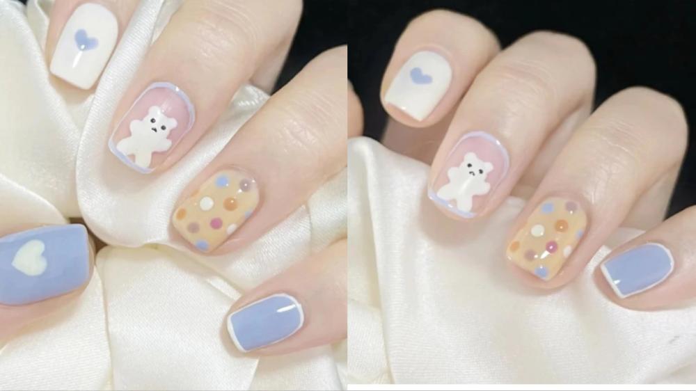 小熊软糖美甲,立体魔镜很甜心,春日带上小熊去春游吧!