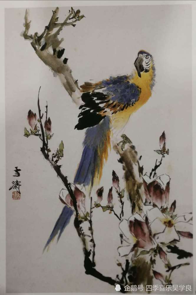 一侧是极为精简的落款"雪涛",落款下面是一枚白文印章,篆文为"王雪涛