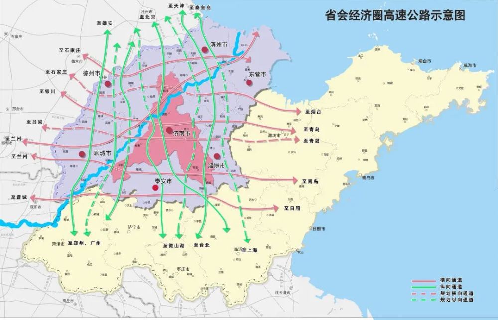 建成後圈內實現市市通高鐵,濟南西站,濟南站,濟南東站三個主要客運站