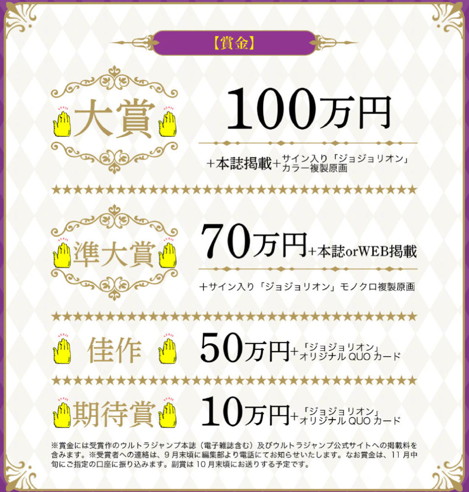 荒木飞吕彦漫画赏 开启 鼓励漫画创作 最高奖金100万日元 腾讯新闻