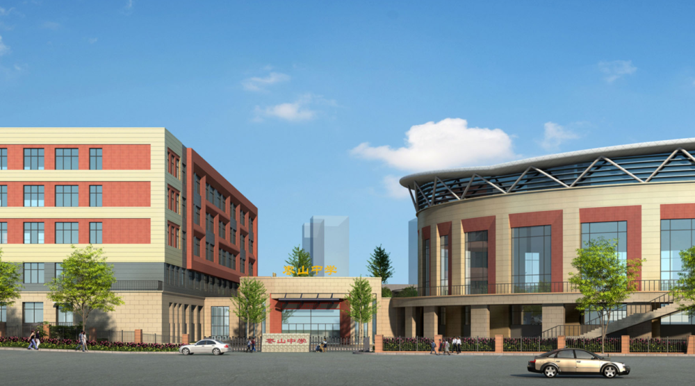 枣山中学位于青岛市李沧区,是当地人期盼已久的学校.