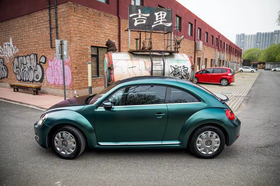 大众甲壳虫改色墨绿洋气不失尊贵