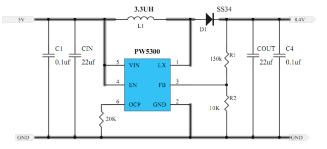 5v升壓84v5v轉84芯片電路圖