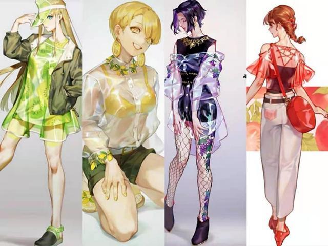 水果擬人化草莓初現少女系列葡萄腿穿網襪身顯御姐風