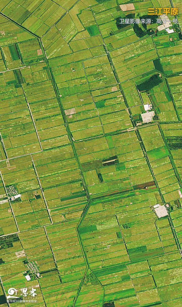 三江平原一亿像素下的美丽田野让卫星带你览遍透出春意鲜艳的色彩在