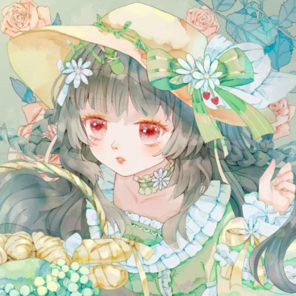 清新绿色系动漫闺蜜头像!