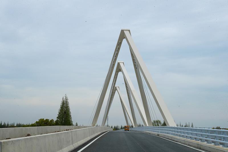 缓解陈海公路交通压力崇明生态大道生态眼双子桥建成