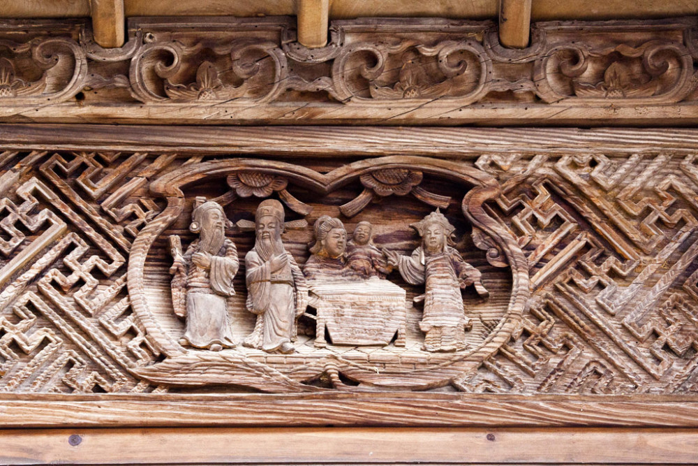 古老的徽派建筑精湛的艺术造诣篁岭木雕