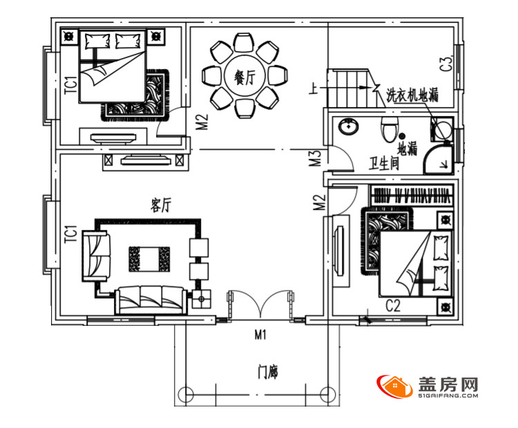 11米x8米农村二层小洋楼设计图,20万建好,告别城市房奴生活