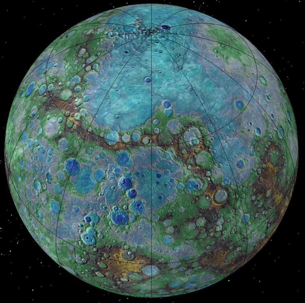 信使号绘制的水星地图(含断层涯)金星的大小和地球最像,两颗行星的