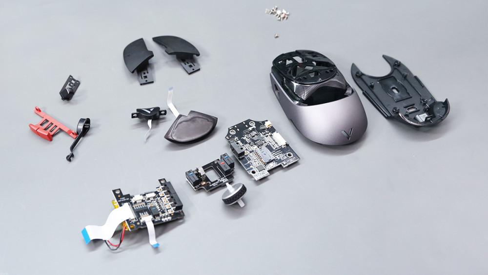 雷柏vt960屏显双模无线rgb游戏鼠标拆解简评