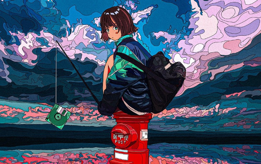 复古风日系少女插画将天空风景都附上了胶片般的滤镜