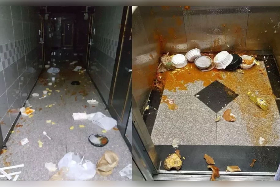 韩女子花近6000元叫外送全部泼大楼走廊全是饭菜汤汁外卖员来了一堆