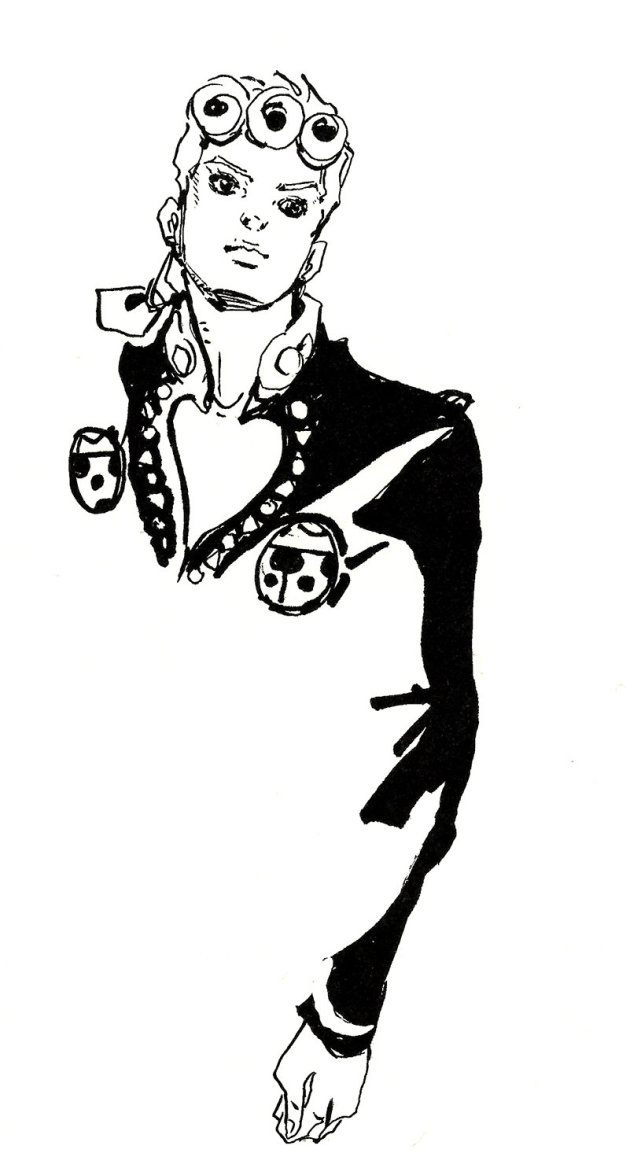 jojo荒木老师绘制的乔鲁诺随笔画侧脸很帅气正脸很圆润