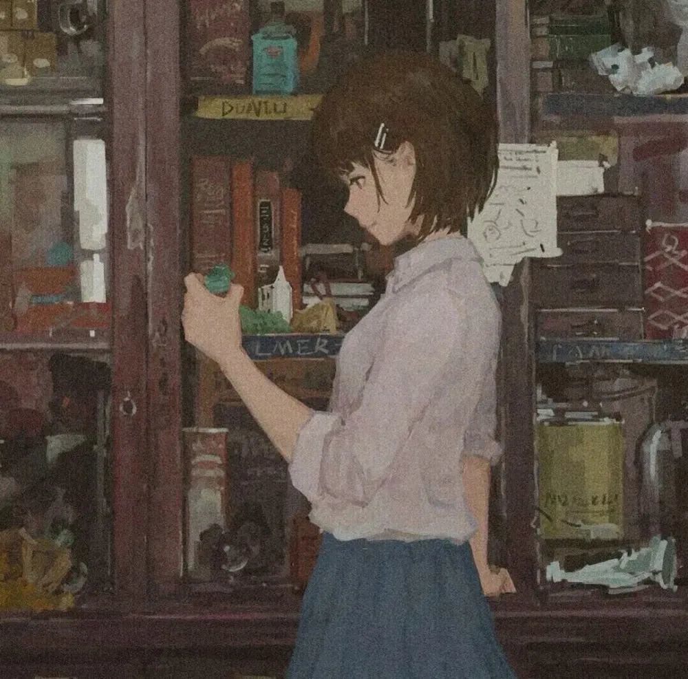 手绘风插画女头小众动漫女生头像