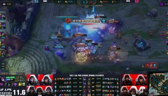 《英雄联盟》LPL春季赛：FPX 3：2 EDG晋级决赛！