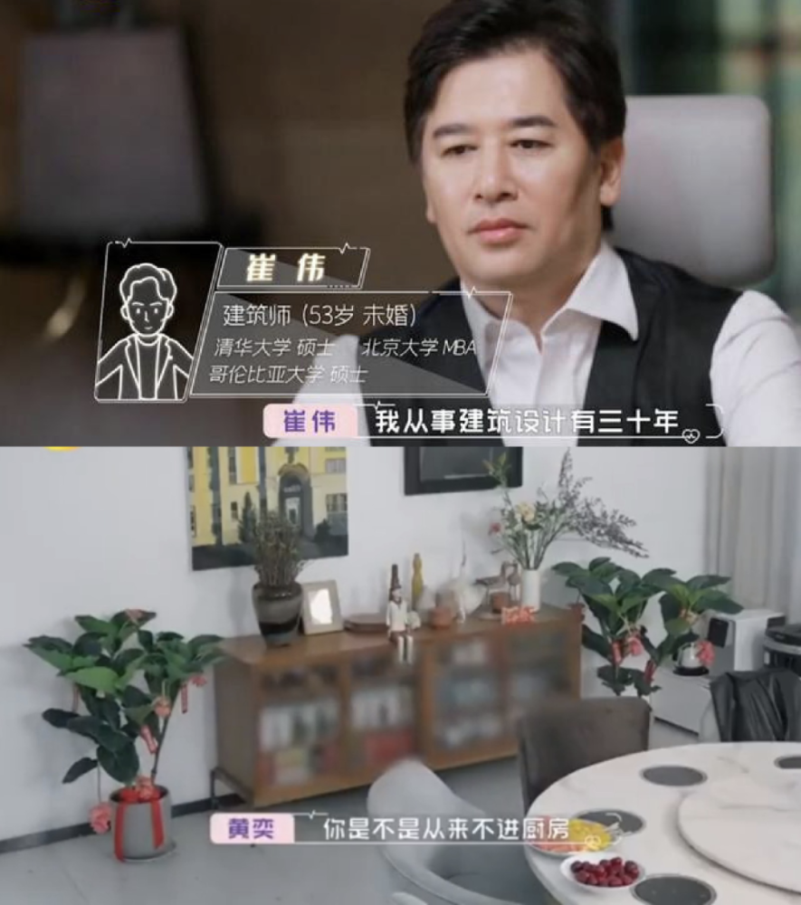 崔伟的职业是建筑师,一直没有结婚,父母也都去世了.