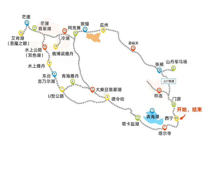 青甘大环线8日游全程详细路线地图_青甘大环线8日游全程详细路线地图高清