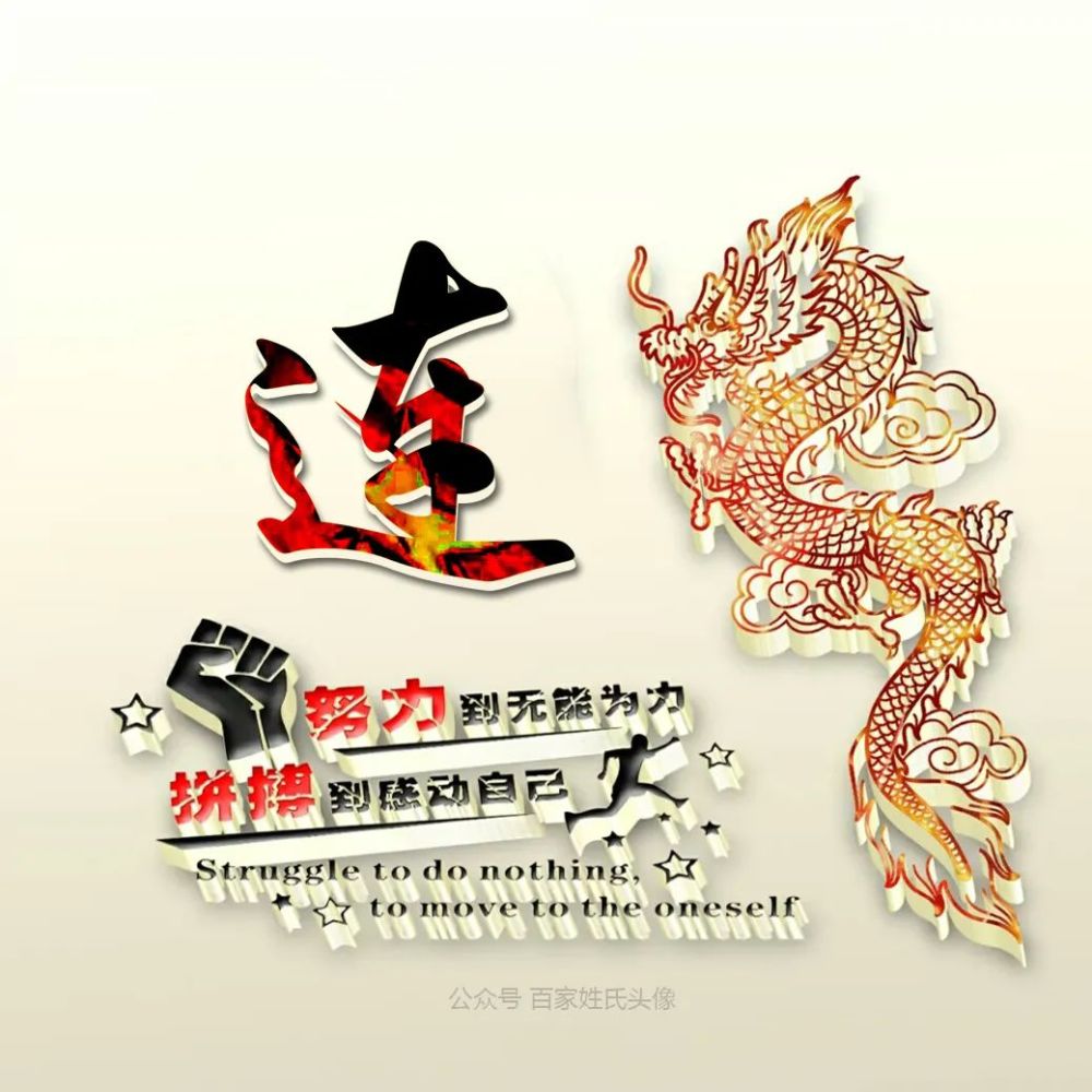 中国龙商务立体姓氏头像努力到无能为力拼搏到感动自己