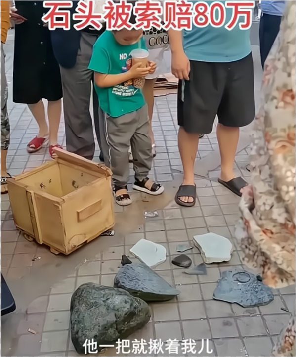 广东一个5岁小孩,不慎踩碎摊主的石头,被索赔80万!