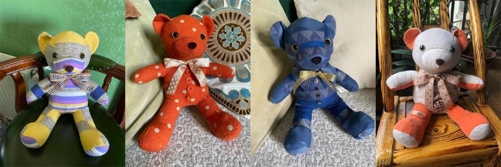 每个思念熊都是手工缝制,小洁觉得用手工缝制能更显出思念熊传递的