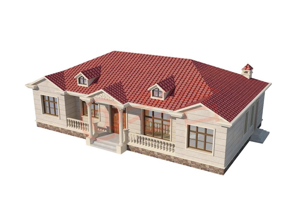 5房2厅茶室农村盖这样的一层小洋房建给老家的父母正合适