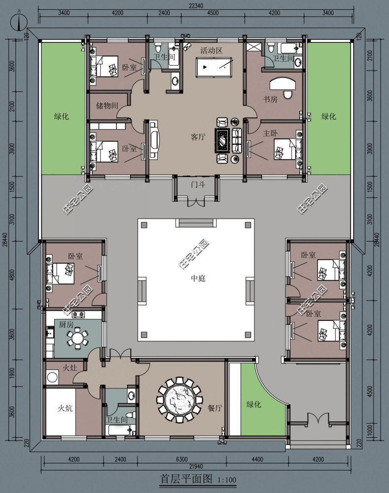 宅基地宽二十八米长二十一米想建个中式四合院该怎么设计