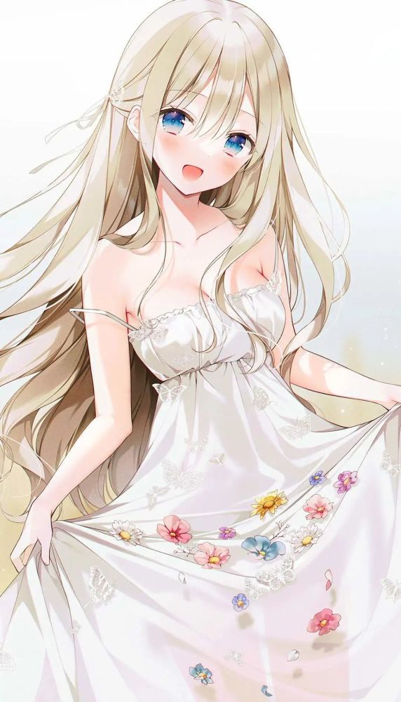二次元穿着婚纱的漂亮美少女