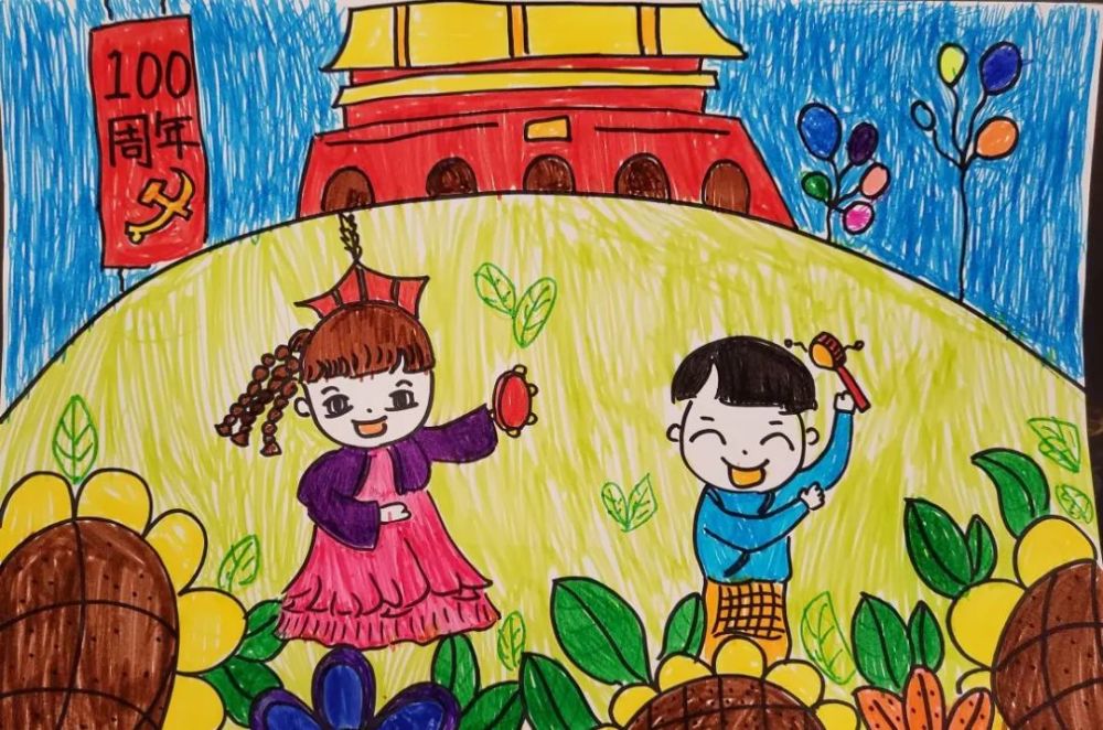 小小少年心向党漕娃用画笔描绘百年党史