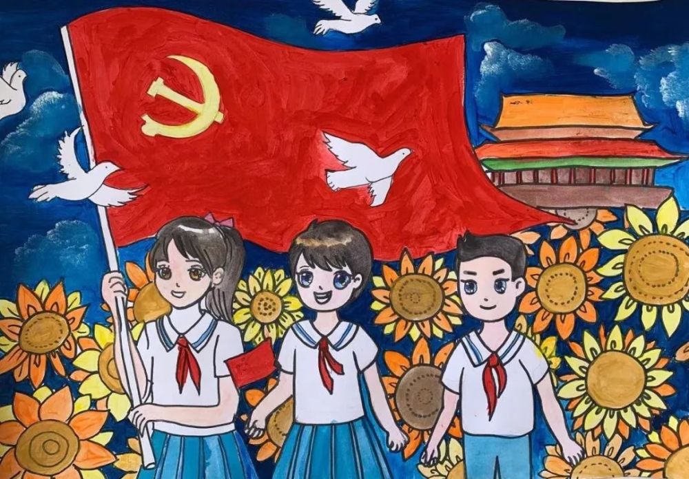 小小少年心向党漕娃用画笔描绘百年党史