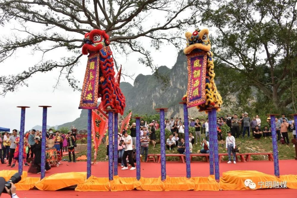 壮族三月三八桂嘉年华感党恩跟党走首届中旅花山岩画骆越祈福祭祀大典