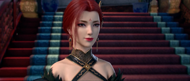 斗破苍穹第四季雅妃壁纸红发搭配一身金黑旗袍简直不能更美啦