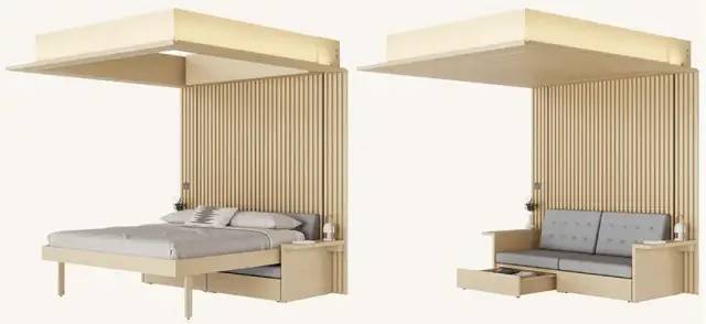 30 秒客厅变卧室!美国cloud bed智能升降床架_腾讯新闻