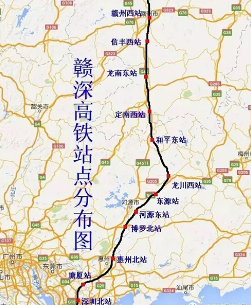深圳再添一条新高铁途径15站时速达350江西去深圳只要2小时