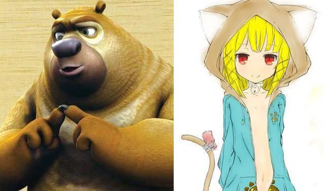 熊出没 5位主角们拟人化后 熊二秒变女神 熊大完全认不出