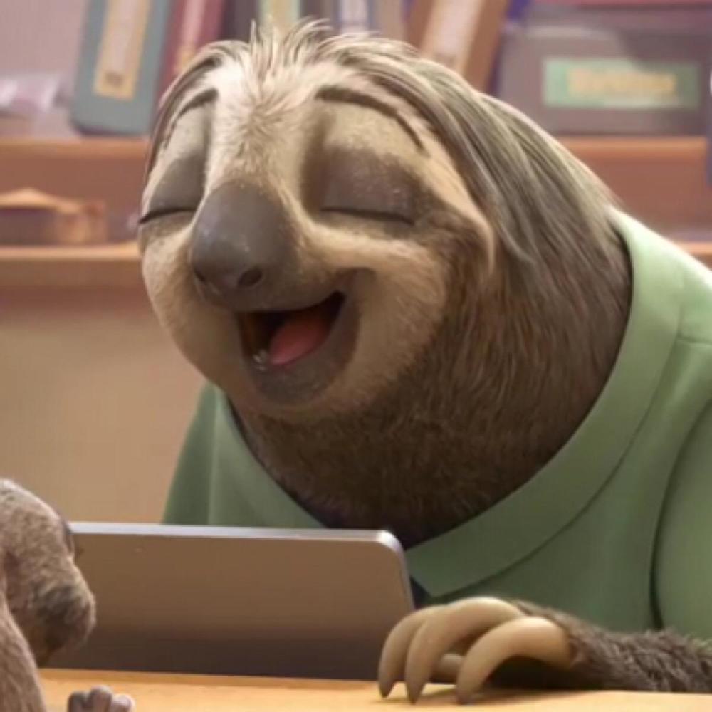 有一部迪士尼动画《疯狂动物城》,里面有一只树懒sloth—闪电,当一个