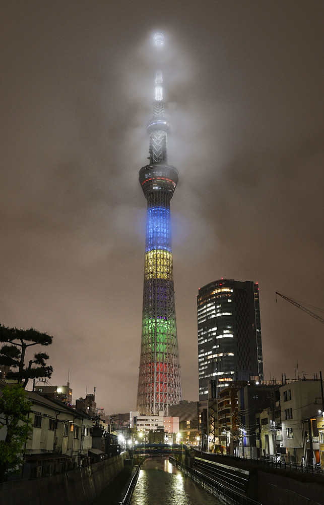 东京晴空塔迎接奥运倒计时百日