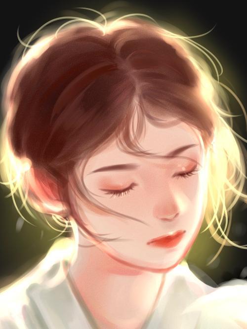 人像插画背光插画神明少女