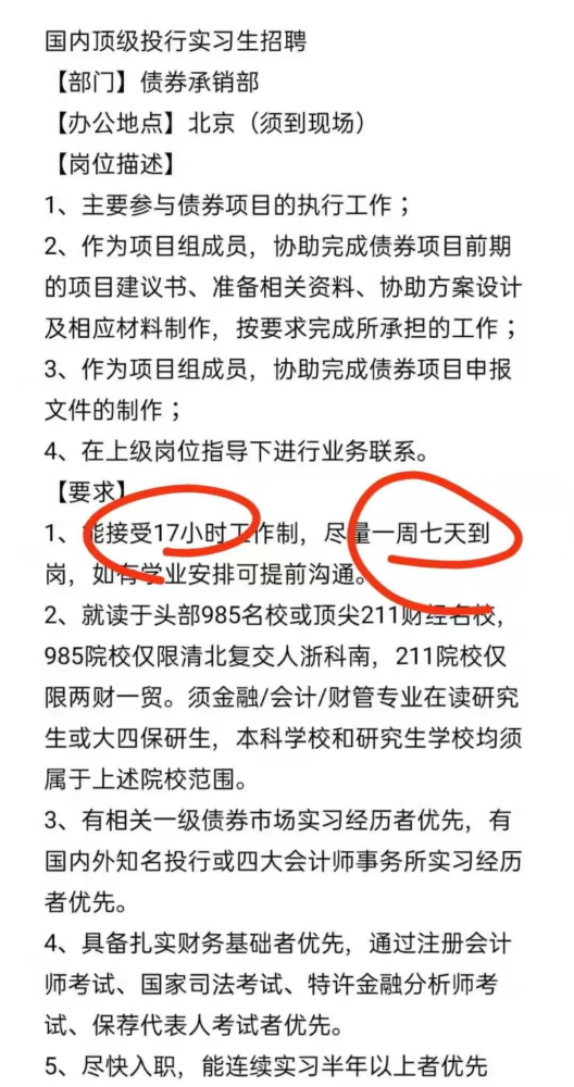 某金融机构招聘 竟要求 17 7 工作制 腾讯新闻