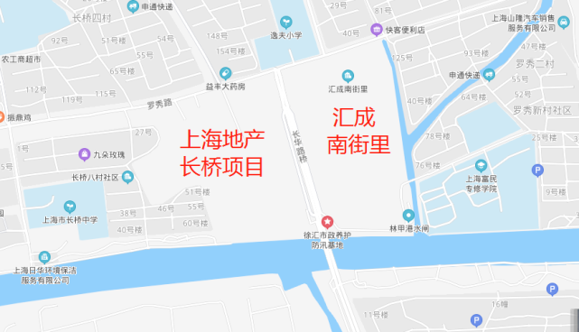 項目時發現,上海地產長橋住宅地塊與匯成南街裡僅一橋(長華路橋)之隔