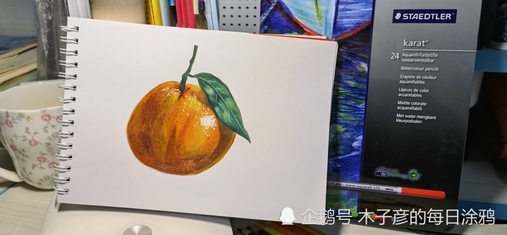 【彩铅画】手绘橘子一个