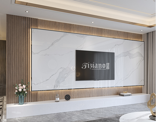 这款美哭了的岩板背景墙是心动的感觉