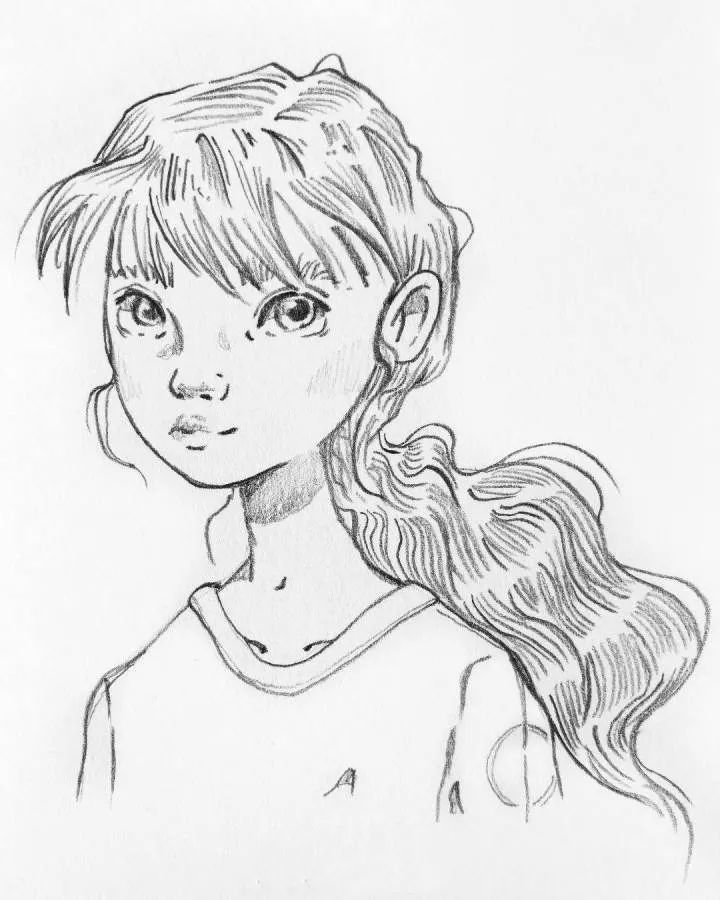 简笔画小清新光感少女