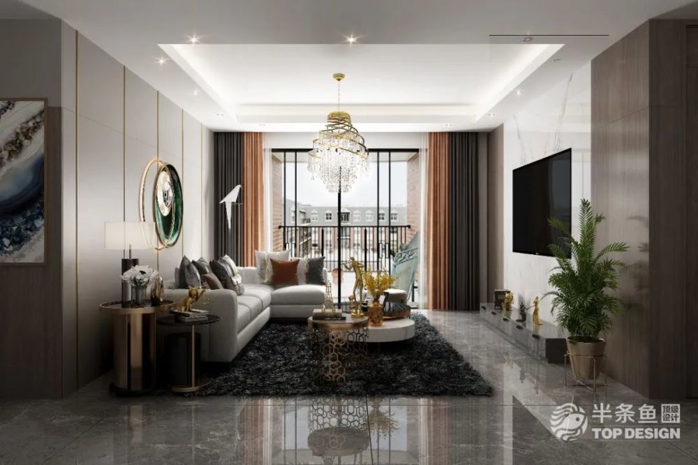 轻奢客厅超美效果图 装修定制设计分享_腾讯新闻