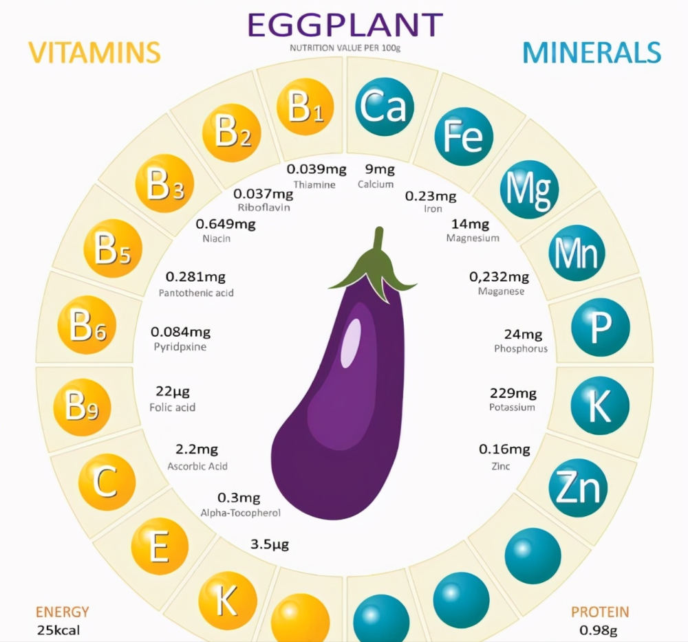 茄子营养成分表100克图片
