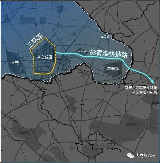 彭青淮快速路项目路线方案起于彭州市三环路,与汉彭路交叉口,经广汉市