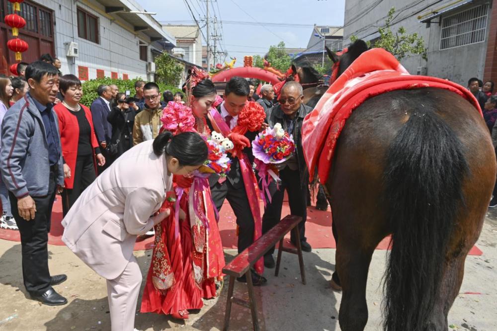 农村年轻人骑马结婚,有人靠提供马为生,一匹三百元年最高挣3万_腾讯