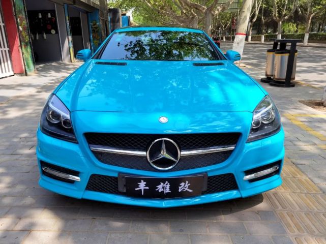 奔驰敞篷跑车改色迈阿密蓝西安汽车改装