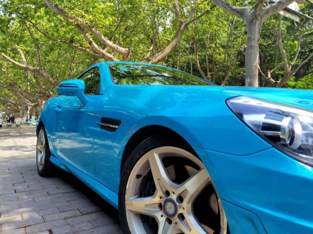 奔驰敞篷跑车改色迈阿密蓝西安汽车改装